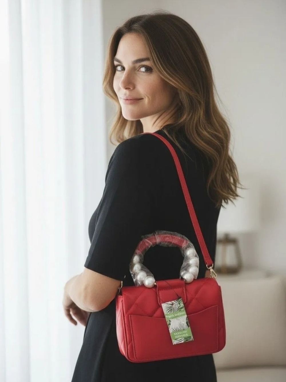 Badgley Mischka Red Quilted Top-Handle Or Crossbody Bag NWT